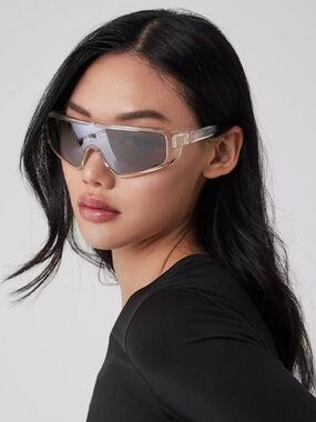 ALO Yoga Clear Frame Shield Sunglasses with Silver Lenses